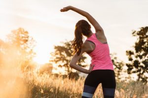 Healthy Fit Sports Lady Stretching Sunrise